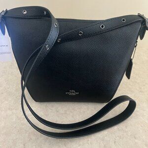 Coach Black Pebbled Leather Dufflette Duffle Hobo Crossbody  Bag